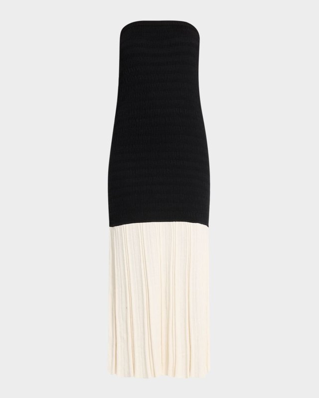 Leila Two-Tone Strapless Midi Dress